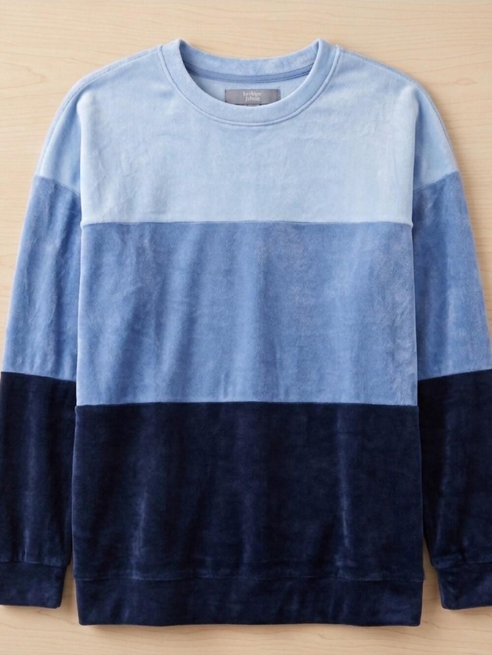 Berkley Jensen Velvet Crewneck Sweater - Light Blue/Blue/Navy, Size XXL